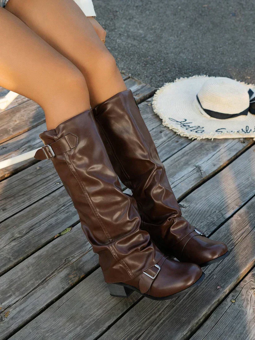 Damenstiefel | Kniehohe Ausführung mit Schnallen - Image 2