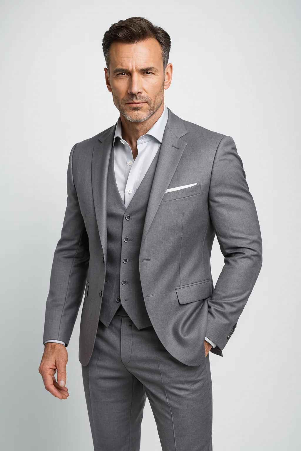 Herren Dreiteiliger Anzug | Taillierte Jacke Weste Hose - Image 3