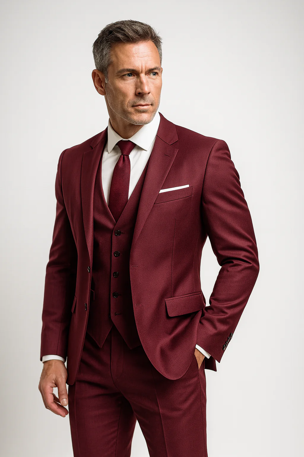Herren Dreiteiliger Anzug | Taillierte Jacke Weste Hose - Image 4