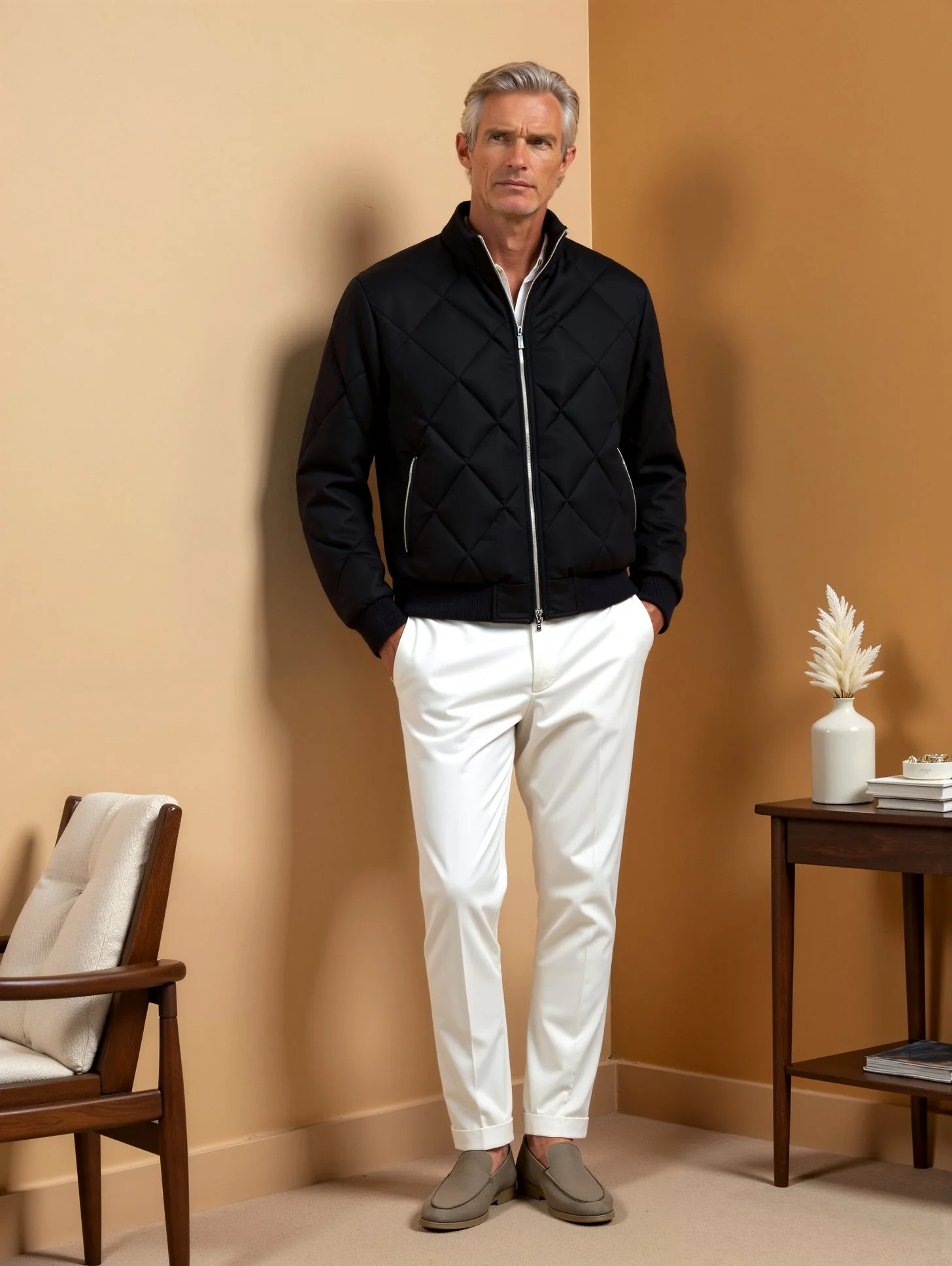 Herren-Steppjacke in dunkler Farbgebung | lineare Steppstruktur - Image 4