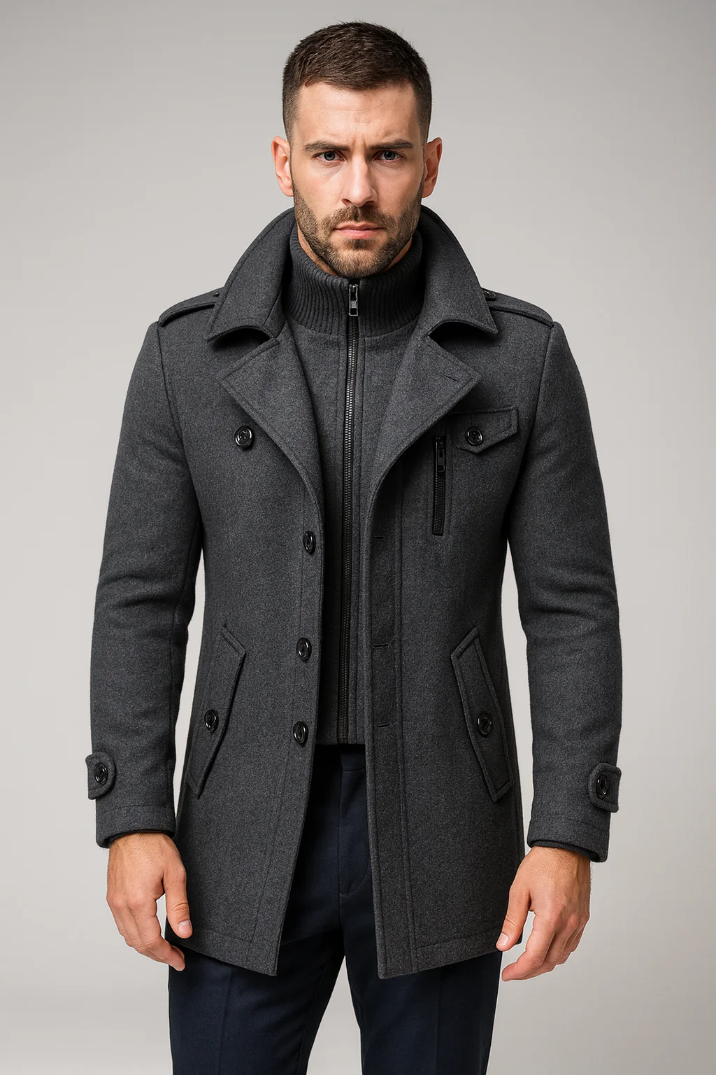 Herrenmantel | Langarm Saisonale Oberbekleidung Herbst Winter - Image 10