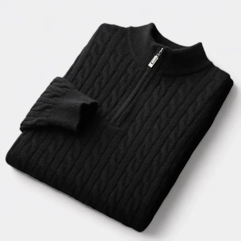 Herrenpullover | Halber Reißverschluss und strukturierte Maschen - Image 4
