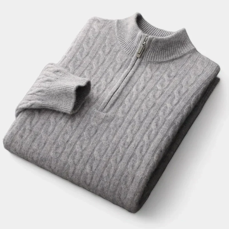 Herrenpullover | Halber Reißverschluss und strukturierte Maschen - Image 6