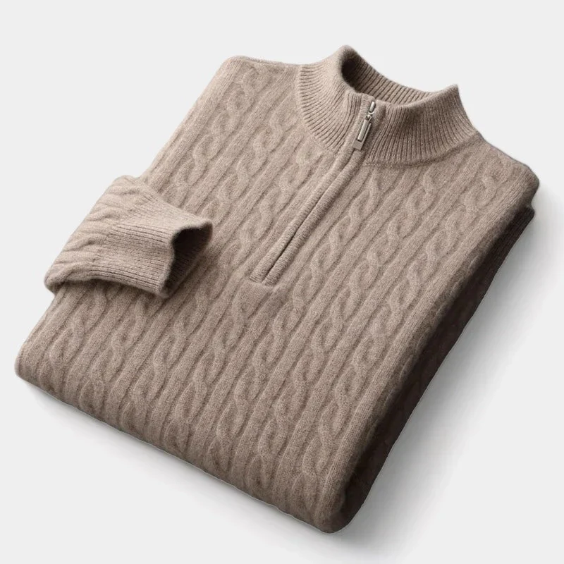 Herrenpullover | Halber Reißverschluss und strukturierte Maschen - Image 8