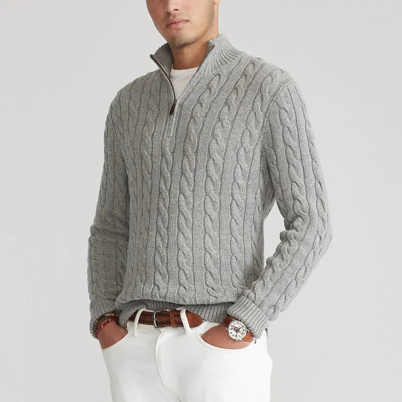 Herrenpullover | Halbzip mit hohem Kragen und Rippbündchen - Image 2