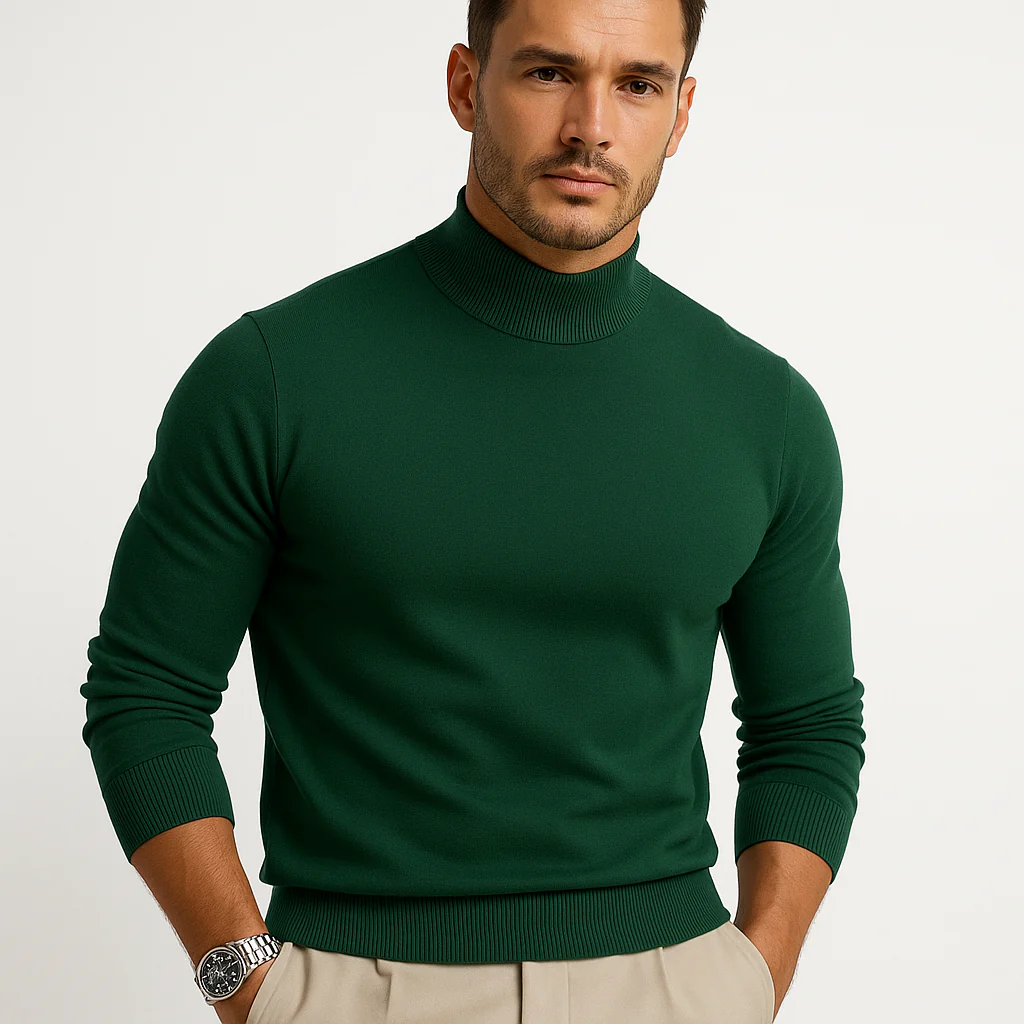 Herrenpullover | Rollkragen Langarm Pullover Körpernahe Passform - Image 3