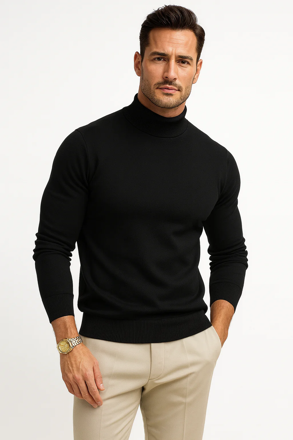 Herrenpullover | Rollkragen Langarm Pullover Körpernahe Passform - Image 9