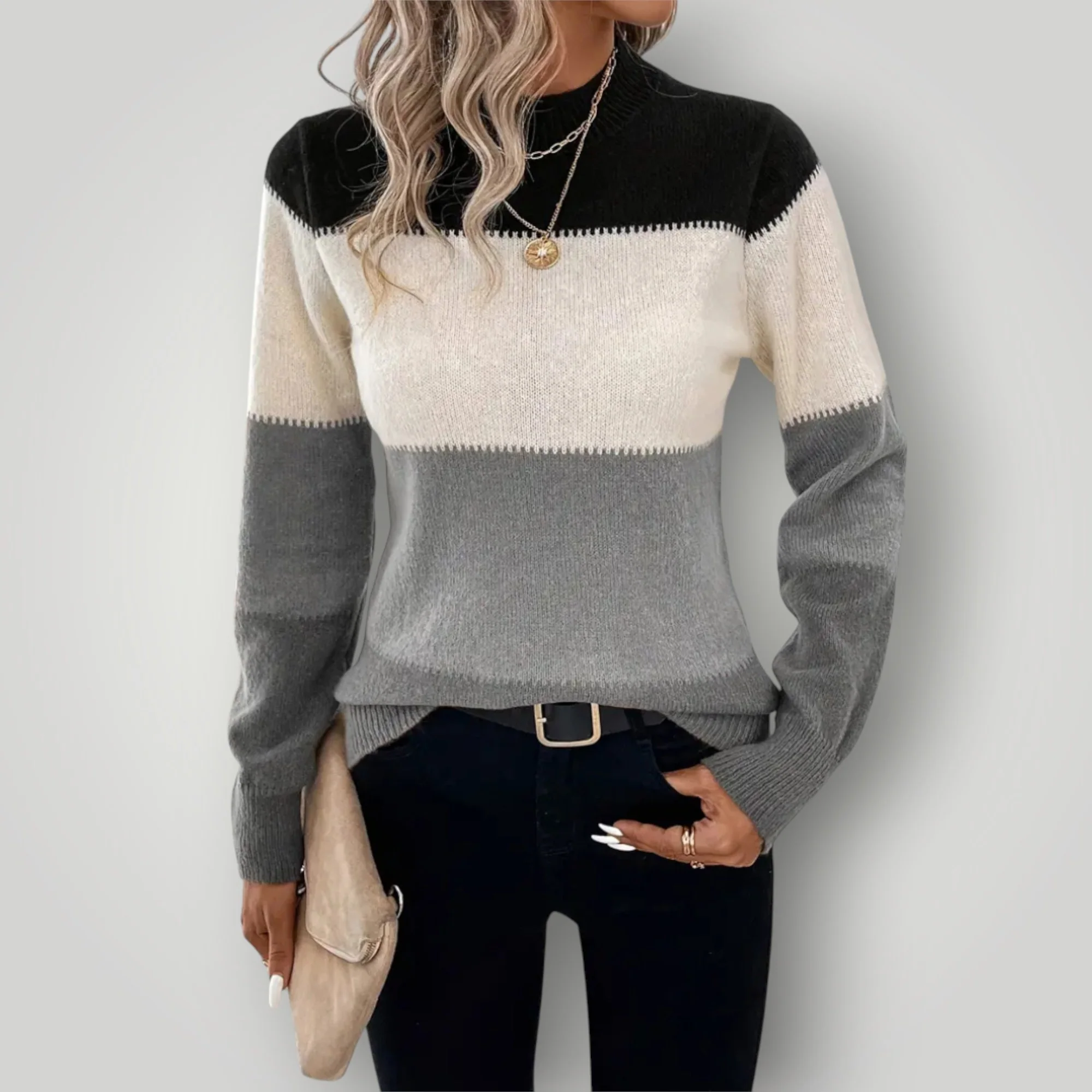 Damen Winterpullover – Warmer Strickpullover mit Stehkragen - Image 4
