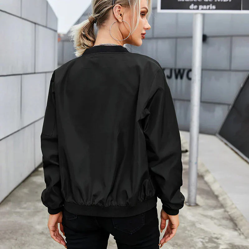 Damen Kurze Bomberjacke | Reißverschluss - Image 3