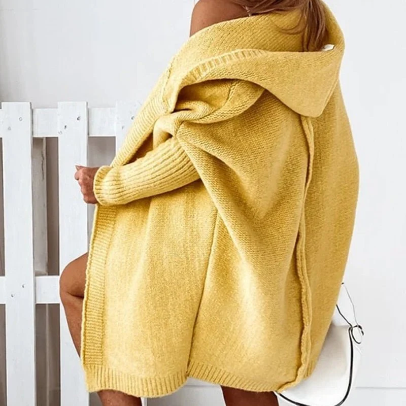 Lange Strickjacke für Damen | Mit Kapuze - Image 10