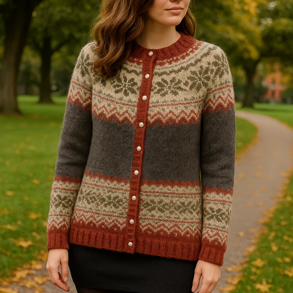 Warme Norweger Strickjacke für Damen | Mit Knopfleiste - Image 2