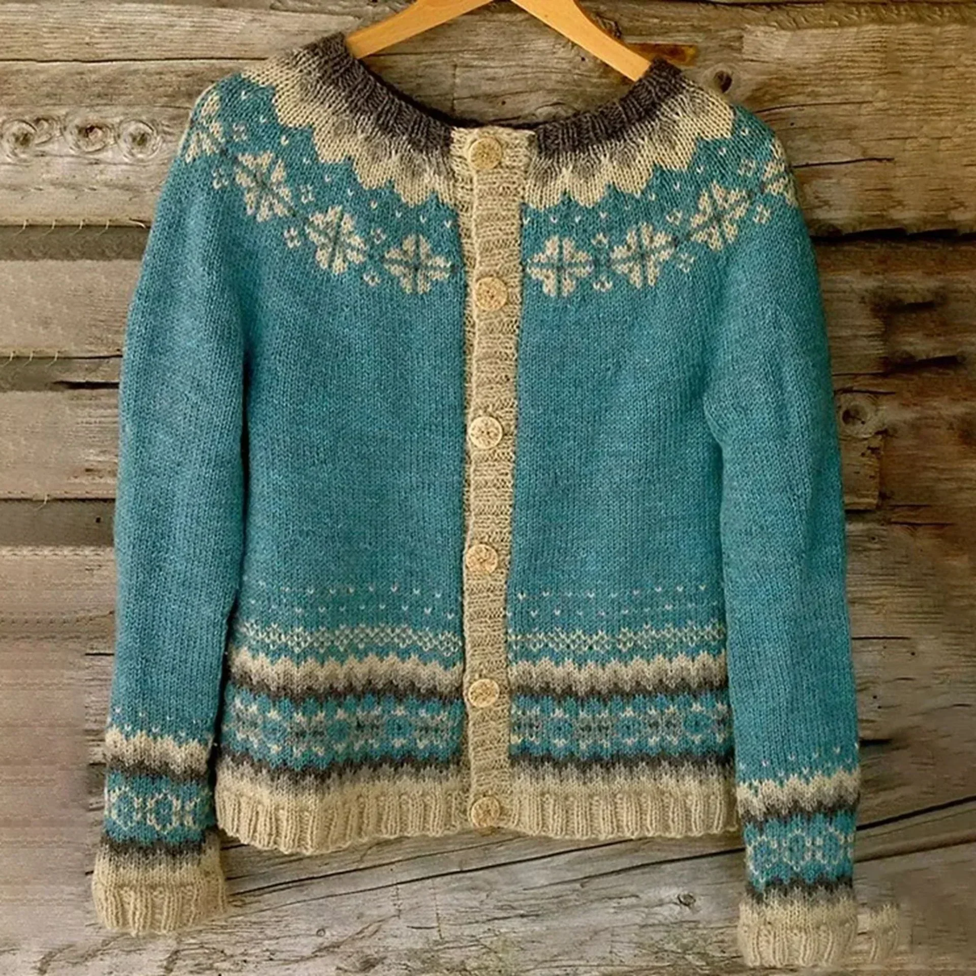 Warme Norweger Strickjacke für Damen | Mit Knopfleiste - Image 4