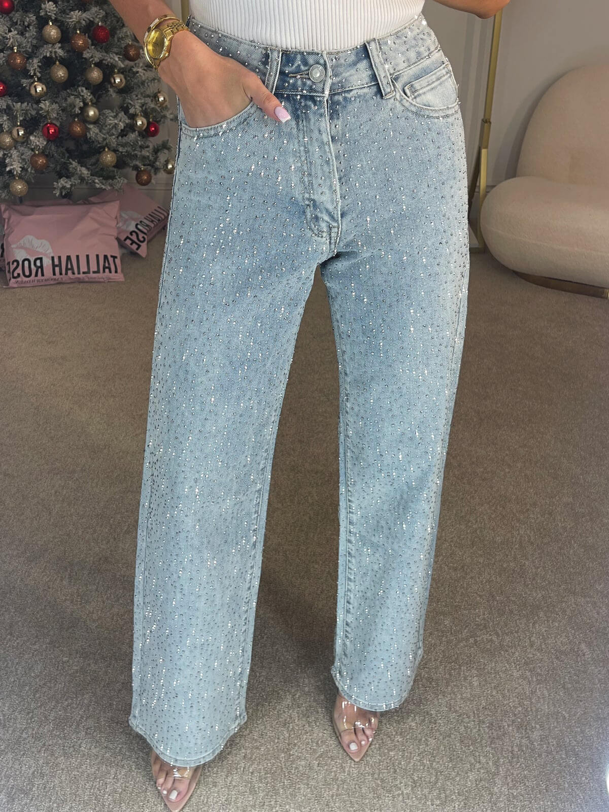 Damenjeans mit Glanzoptik | Gerade Form - Image 4