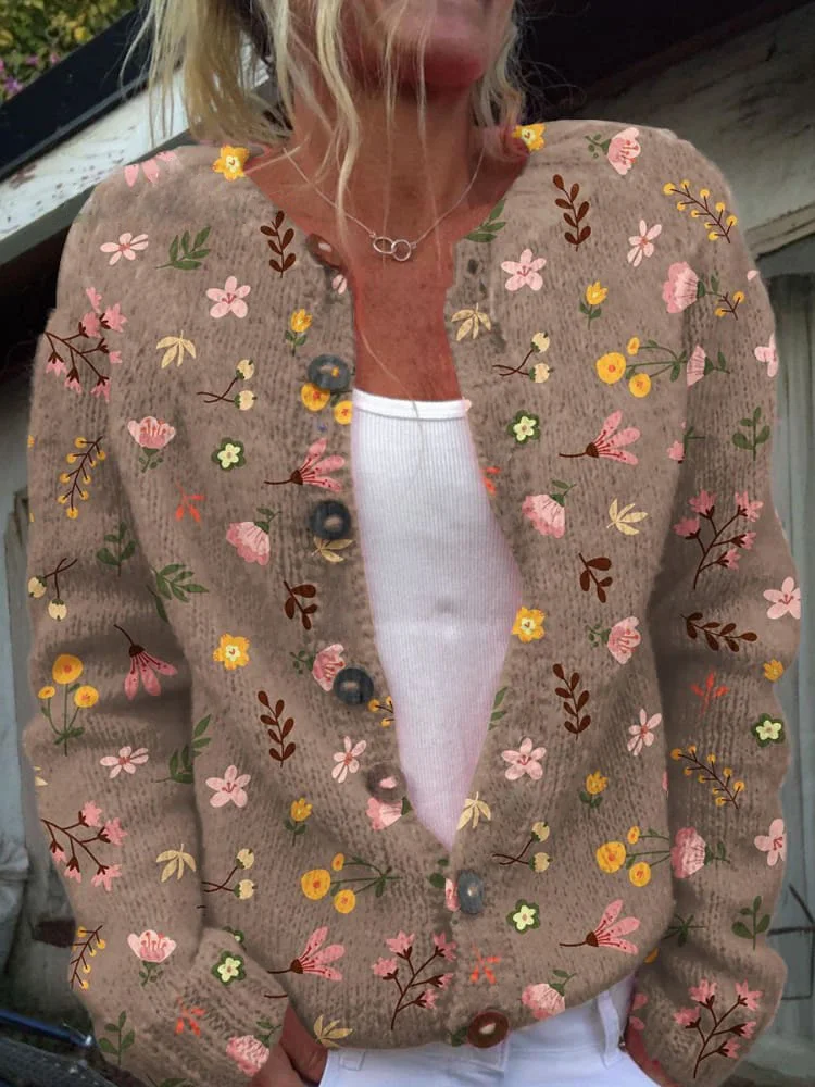 Strickjacke mit Blumenstickerei für Damen | Mit Knopfleiste - Image 4