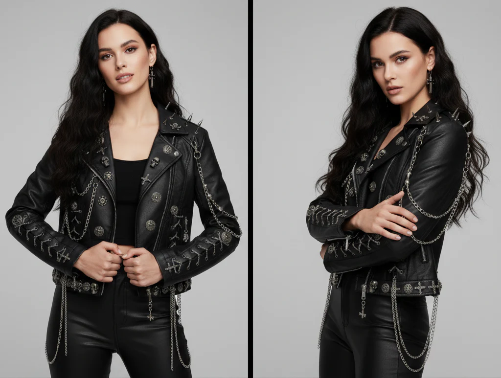 Unisexjacke | Biker-Ausführung mit Metallelementen - Image 4